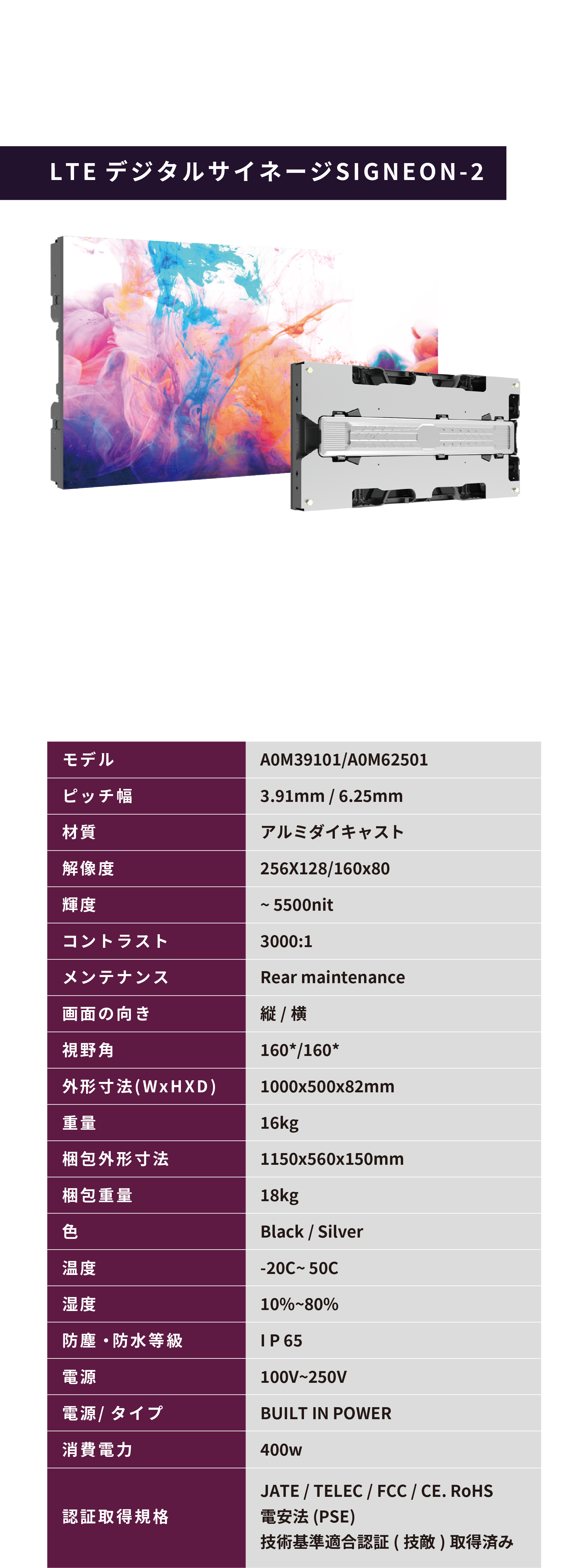 LTE-SIGNEON-2の基礎スペック